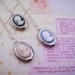 LAST ONE. One cameo locket necklace in your choice of pink or blue. Everyday wear jewelry. Silver. Victorian. For a classic woman.