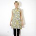Vintage dress / 60s gray and yellow floral Twiggy / size M