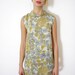 Vintage dress / 60s gray and yellow floral Twiggy / size M