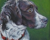 Brittany Spaniel art print CANVAS print of LA Shepard painting 8x8
