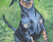 Dachshund art print CANVAS print of LA Shepard painting 12x16