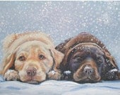 Labrador retriever art print CANVAS print of LA Shepard painting 12x16 lab dog art