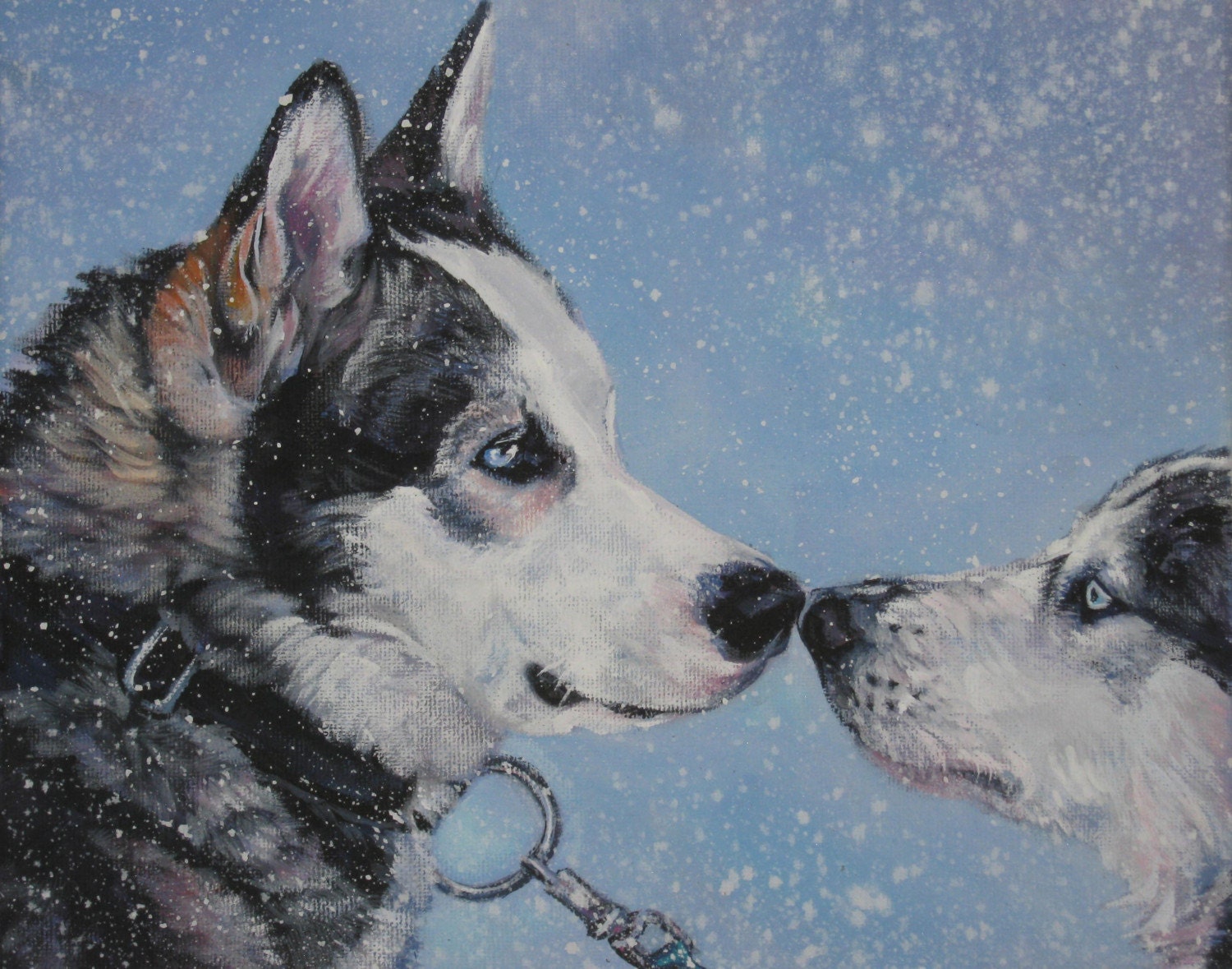 Siberian Husky dog art print CANVAS print of LA Shepard painting 11x14