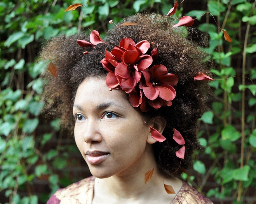 Natural Hair Accessories Headband Brown Flowers
