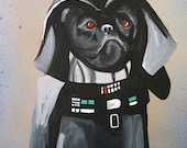 Pug in Darth Vader Costume Original painting Star Wars