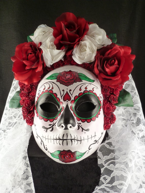 White Catrina Mask for Day of the Dead/Dia de los Muertos/Costume/Cosplay