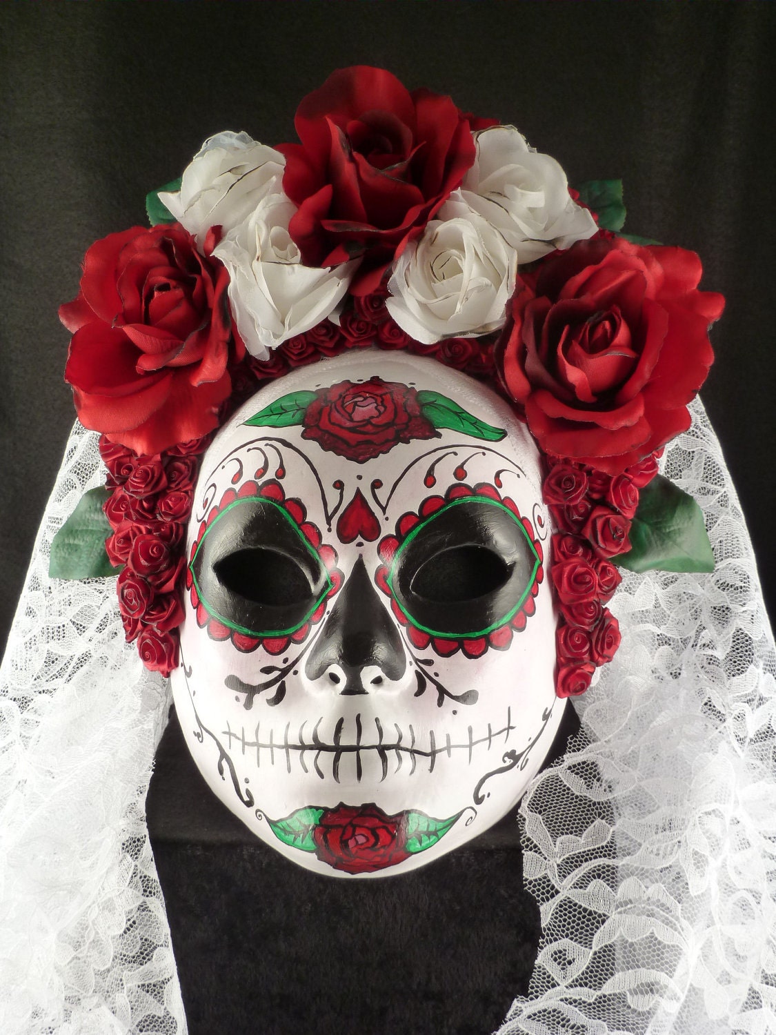 White Catrina Mask for Day of the Dead/Dia de los Muertos/Costume/Cosplay