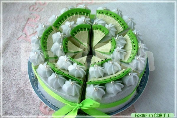 6-cut Kiwi fruit felt cake---PDF Pattern via email--F04
