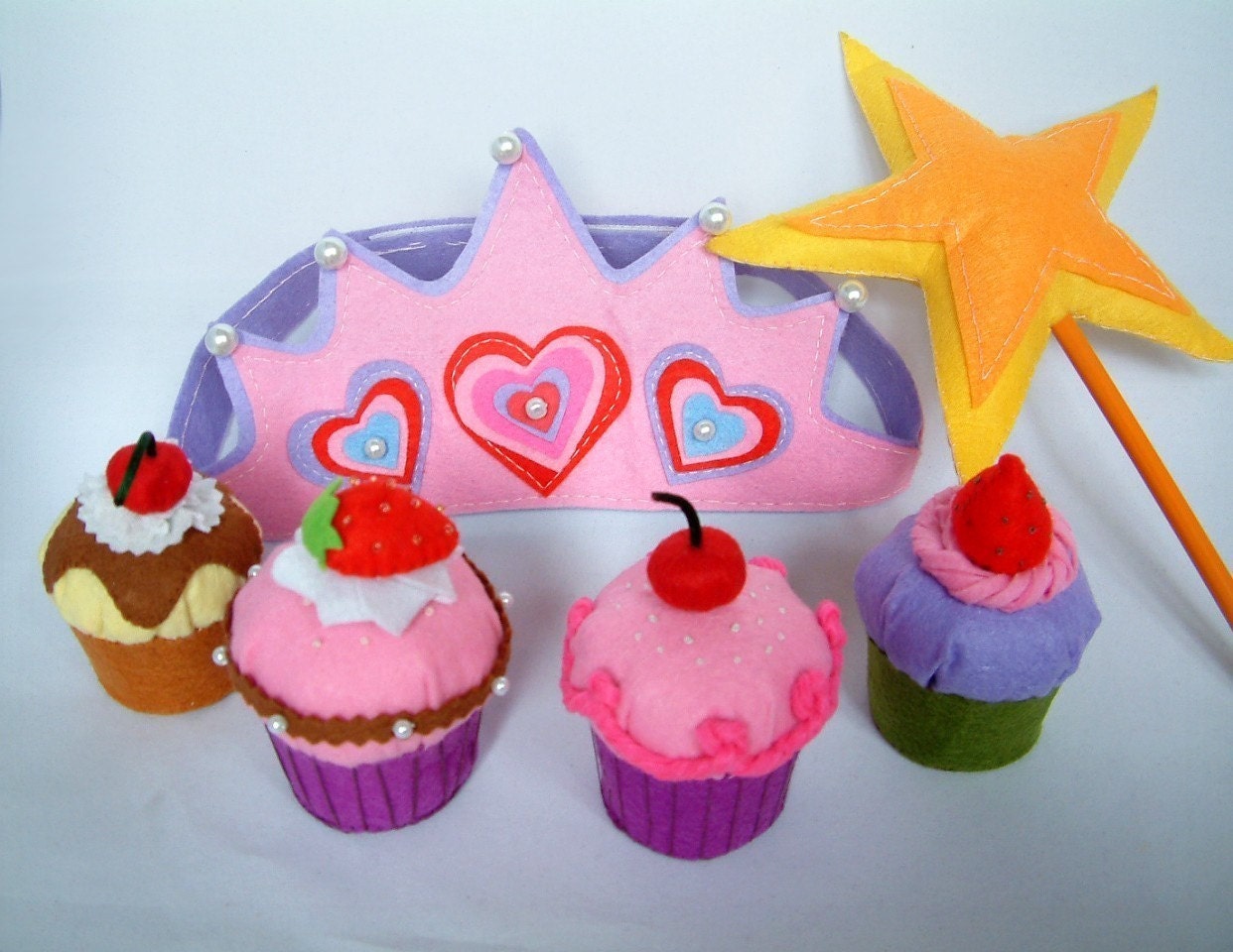 New--Felt food pattern-Cupcake,muffin,star wand,crown-PDF via Email-F25
