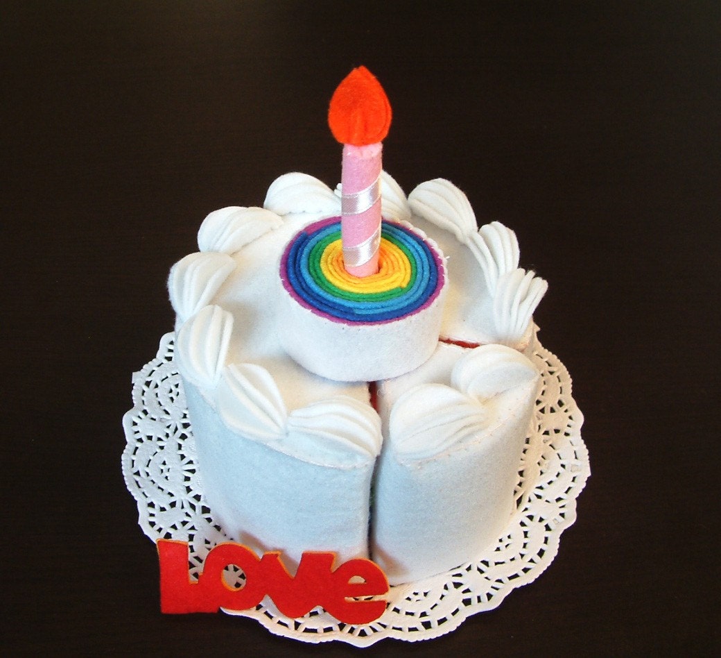 New-DIY felt rainbow cake(double tiers)---PDF Pattern via Email--F30