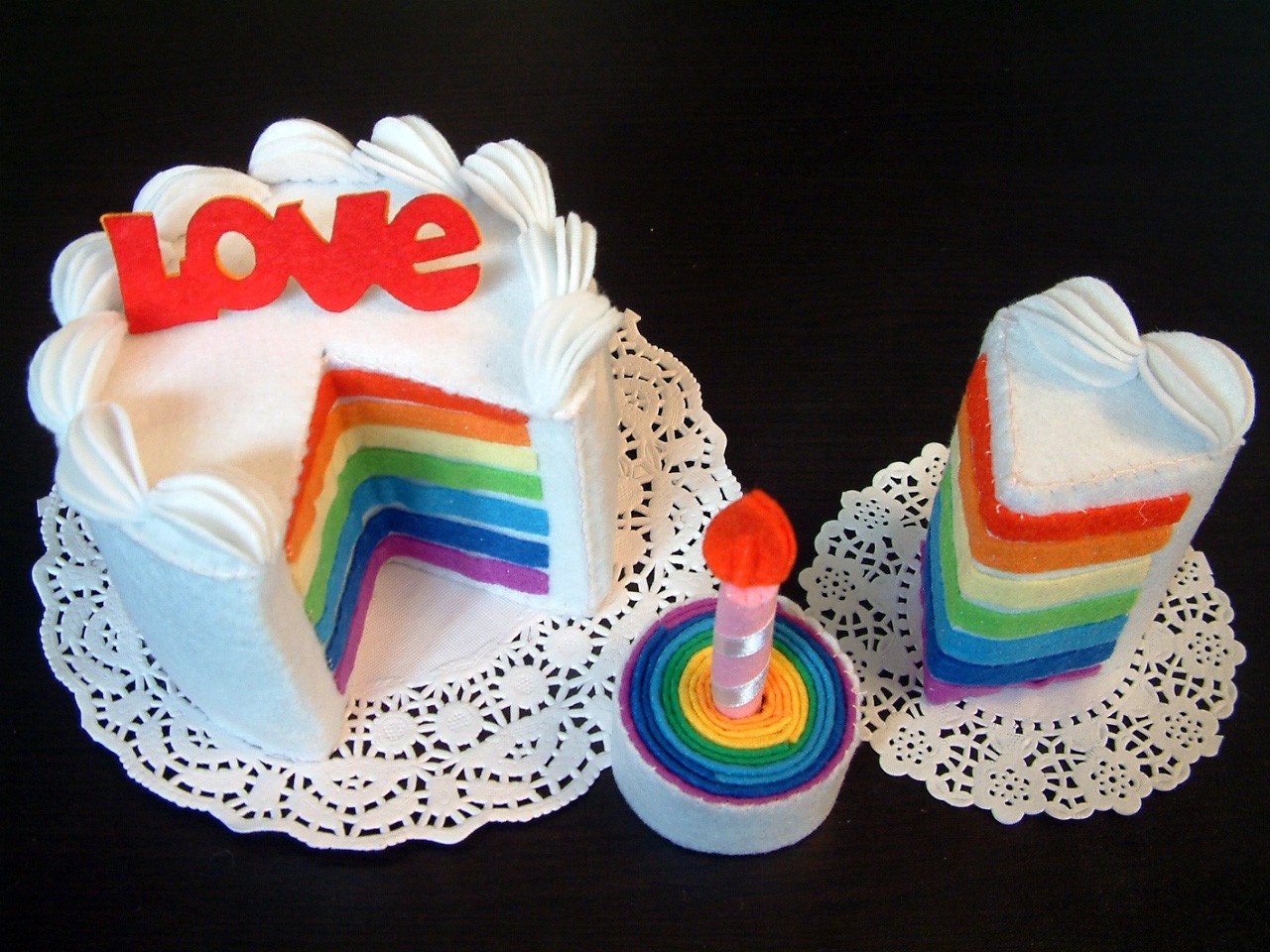 New-DIY felt rainbow cake(double tiers)---PDF Pattern via Email--F30