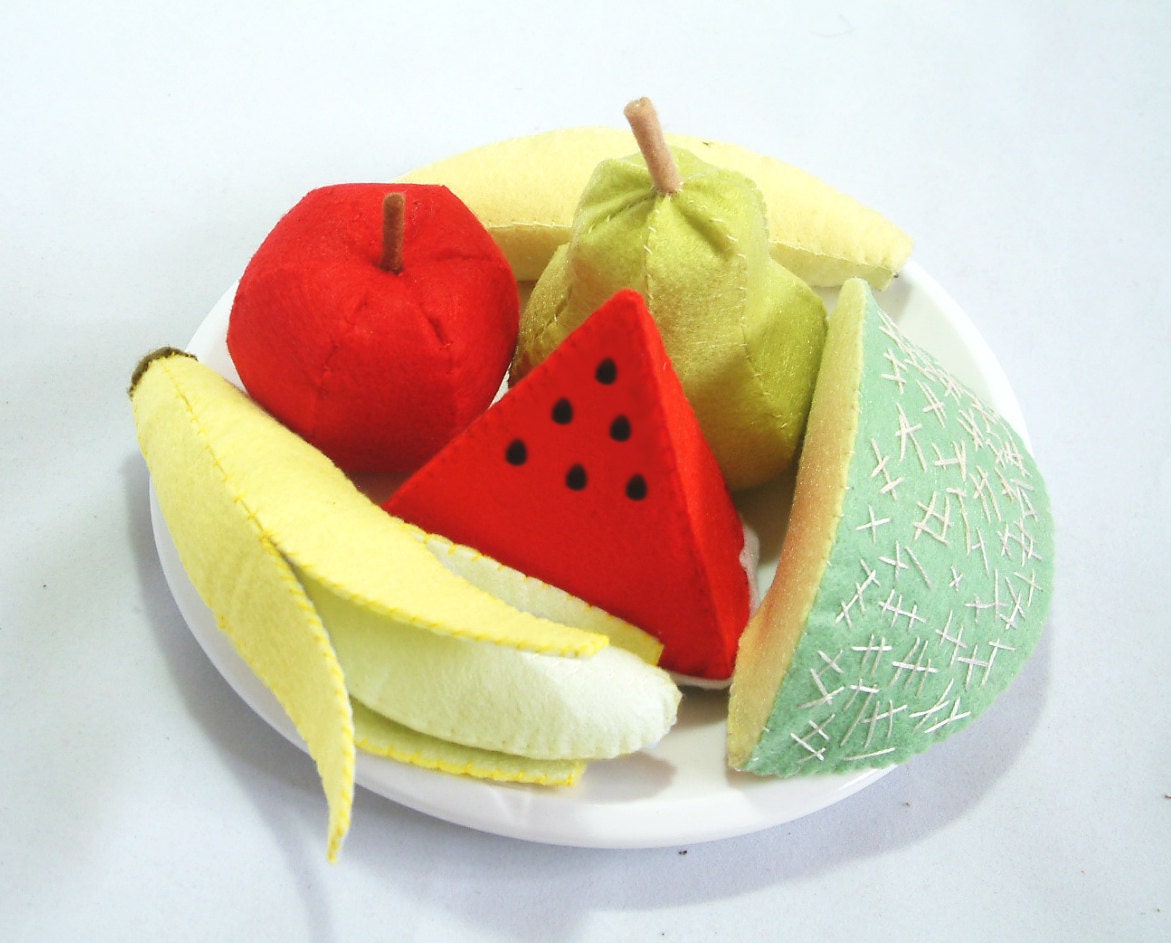 DIY Lovely fruit set 2(Watermelon,banana,peach,pear,grape,honeymelon)--PDF Pattern via Email--V03