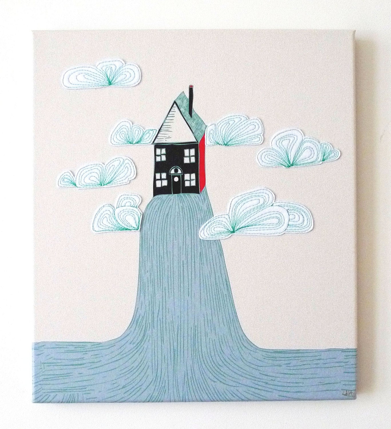 Little house on the hill - Textiles Canvas Print