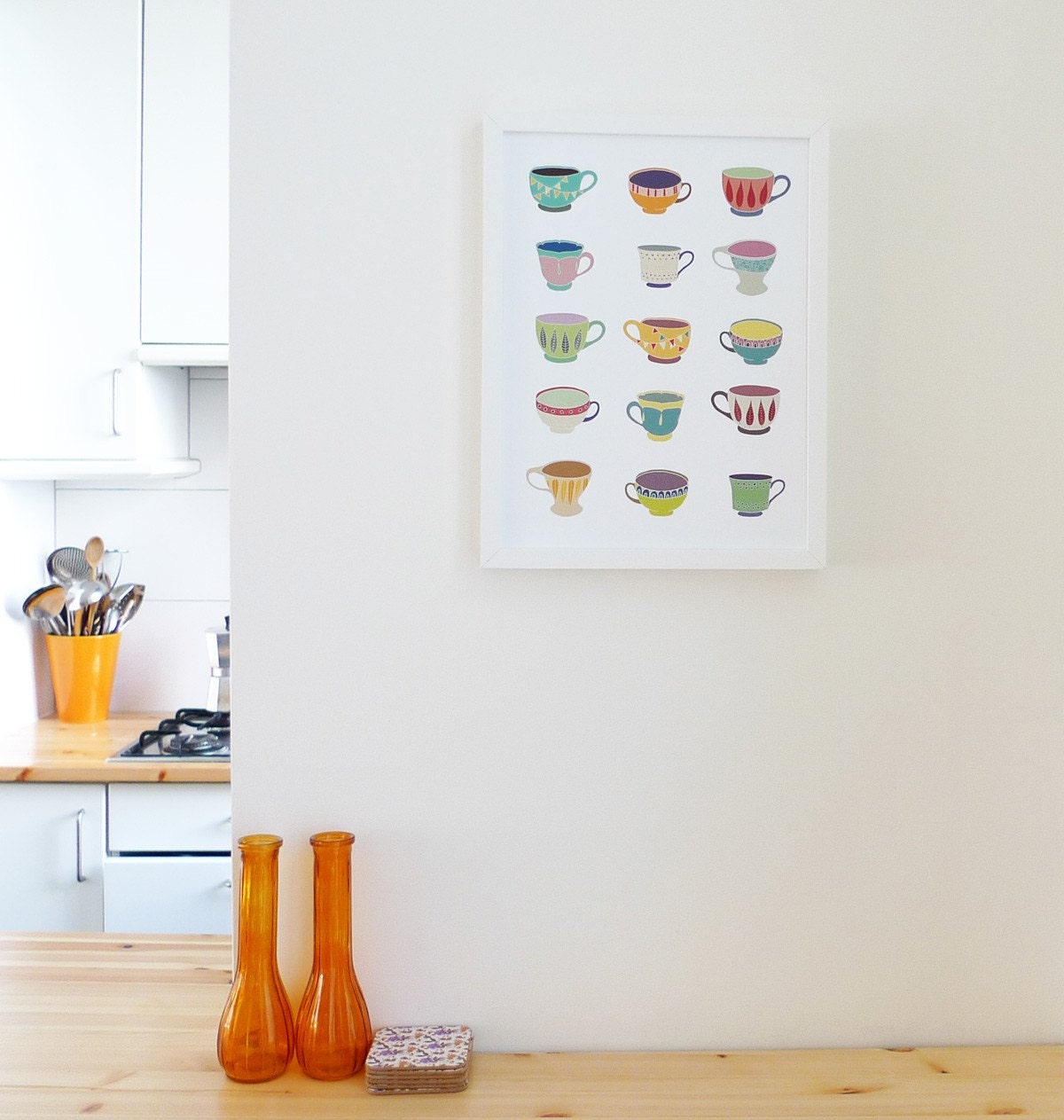 A3 Teacups - art print