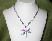 Rainbow Dragonfly Necklace