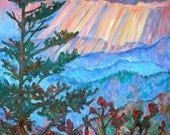 Blue Ridge Overlook Art 16x12 Impressionist mountains oil painting by KENDALL KESSLER