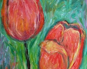 Tulip Dance Art 8x10 Impressionist Flower Oil Painting by Award Winning Artist Kendall F. Kessler