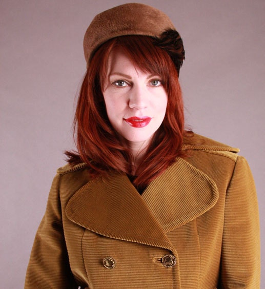 Vintage 1960s Mad Men Brown Felt Feather Hat