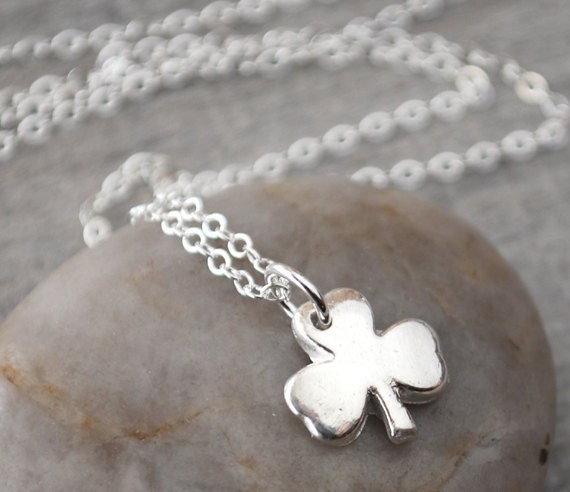 Silver Shamrock Necklace - Fine Silver Shamrock Pendant with Sterling Silver Chain - St. Patrick's Day Jewelry