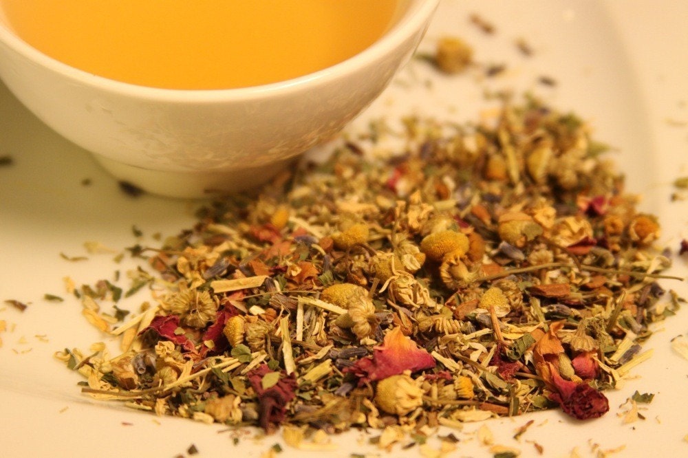 Peace and Quiet / Organic Herbal Tea with Chamomile and Lavender / Zanitea Loose Leaf Blend Makes 10 to 12 Cups