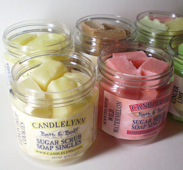 Sugar Scrub Soap Singles - Any FOUR 3 oz Jars