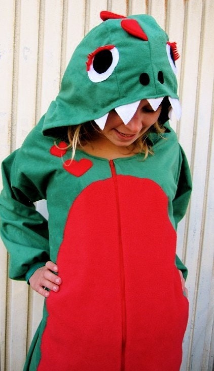 Loved Up Dragon Onesie - all-in-one fancy dress adult animal costume