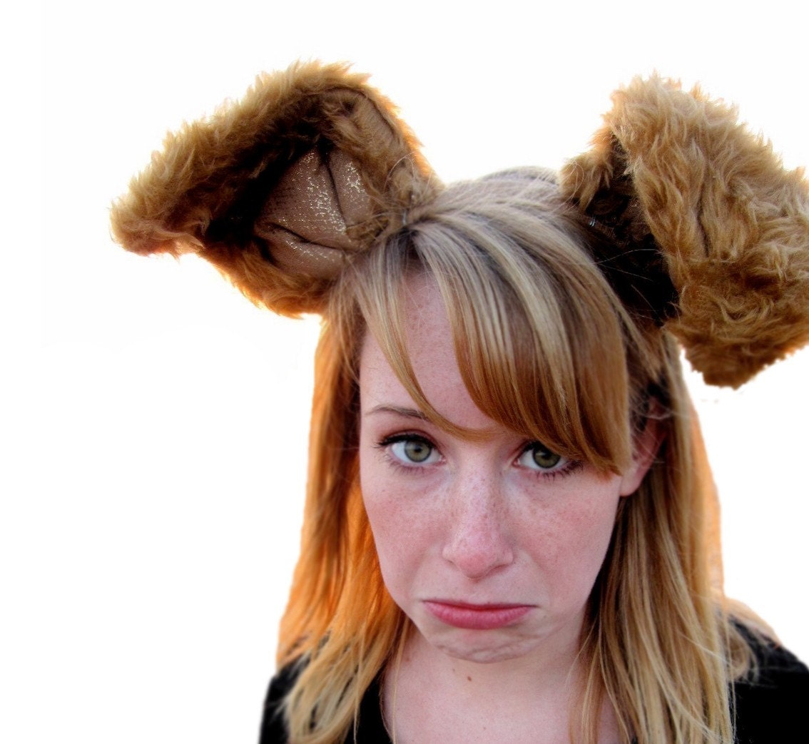 Deluxe ears headband - long brown bunny ears or other woodland creature ears