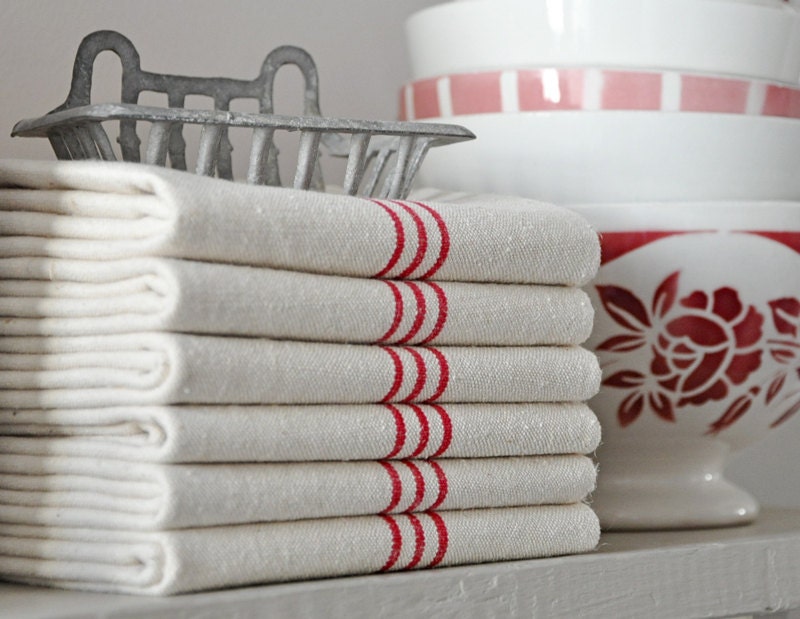 RESERVED two vintage french tea towels