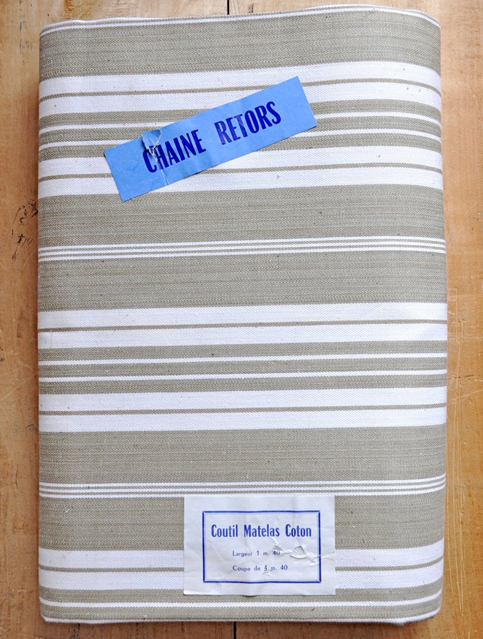 unused vintage french mattress ticking