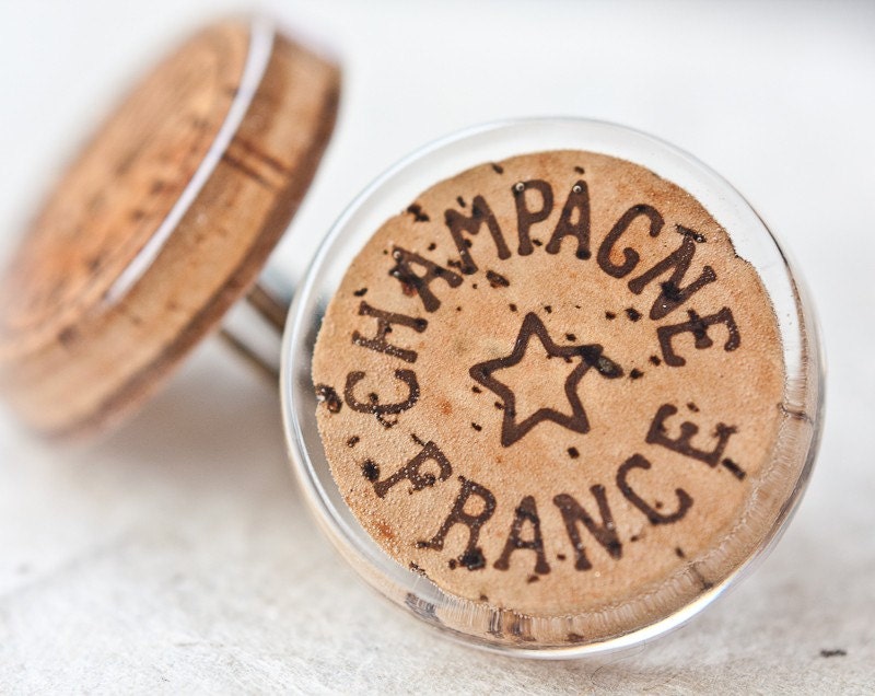 Champagne Cork Cocktail Ring Upcycled Wine French Rustic Country rusteam