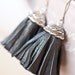 Tassel Leather Earrings Black Gothic Fringe Silver punk rock long sexy dangly glam rock rusteam