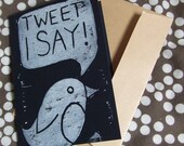 Hand Printed Lino Bird Card / Notelet
