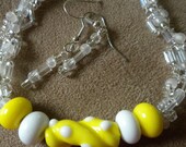 Sunny Yellow and White Bracelet and Earrings