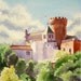 Castle Art Watercolor Painting Print Home Decor Children Castle Landscape Spain Kings Queens Kids Men Women 10.6 x 14 Under 30