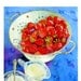 Strawberry Fruit Art Cream and Sugar Watercolor Painting Print: Women Men Red White Blue 4th of July 7.5 x 9.5 Under 25