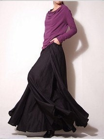 Black Linen Cotton Straight Wide Leg Skirt Pants