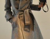 Timeless Classic Smoke Grey Wool Double Breasted Winter Trench Coat