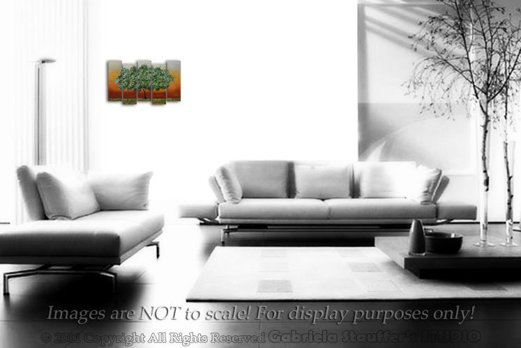 Abstract Modern Landscape Tree Asian Art by Gabriela 50x30 Metallic Large