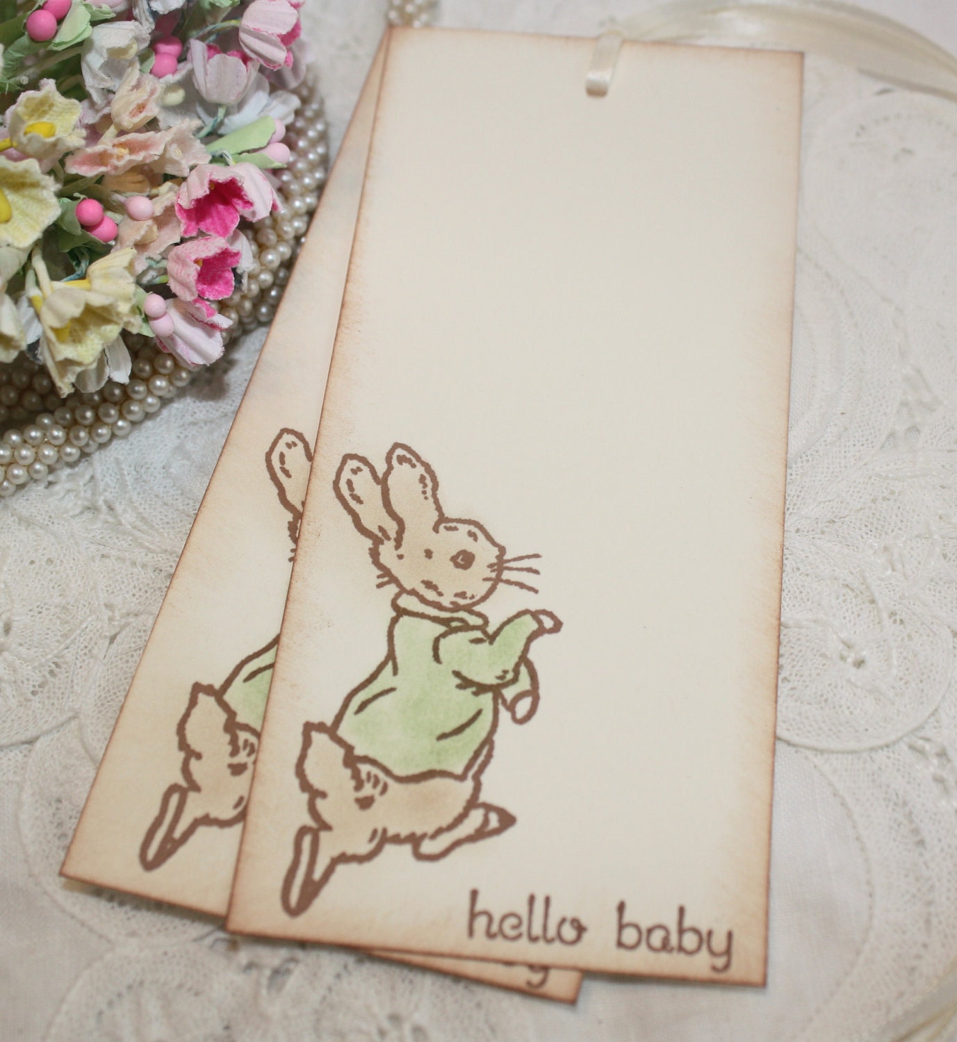 Baby Shower Wish Tree Tags - Peter Rabbit - Green Coat - Set of 12