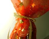 Set of 4 Red, Shimmery Gold Wine Bottle Gift Bags
