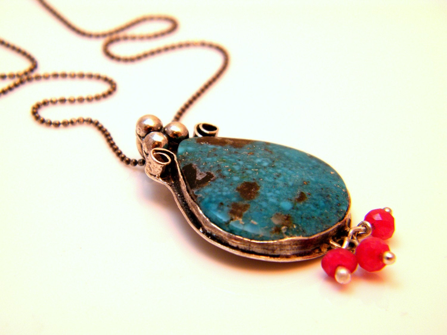 Turquoise & Ruby Pendant