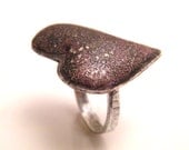 Copper Heart Valentine Ring Sterling Silver,  Pink and Black free shipping