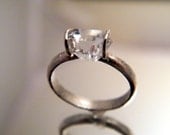 Herkimer Diamond Solitaire ring - simple engagement ring wedding ring or cocktail