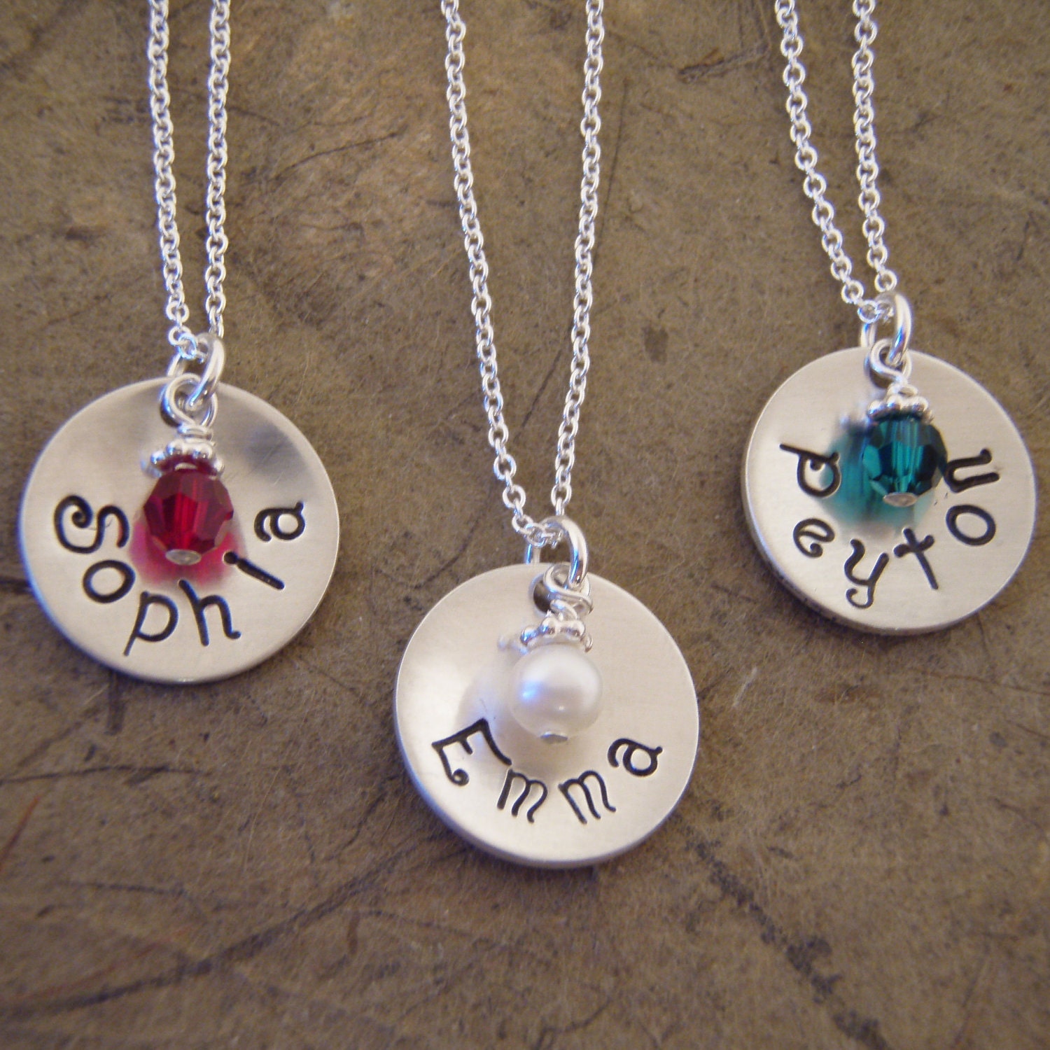 Children's name necklace - Hand stamped jewelry-STERLING SILVER - Listing is for ONE necklace
