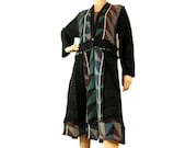 Women cardigan sweater coat long lagenlook blue, black tunic length reconstructed