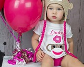 Girl Sock Monkey with Flower on her Hat Shirt