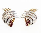 Boucher Ruby Red and Clear Earrings