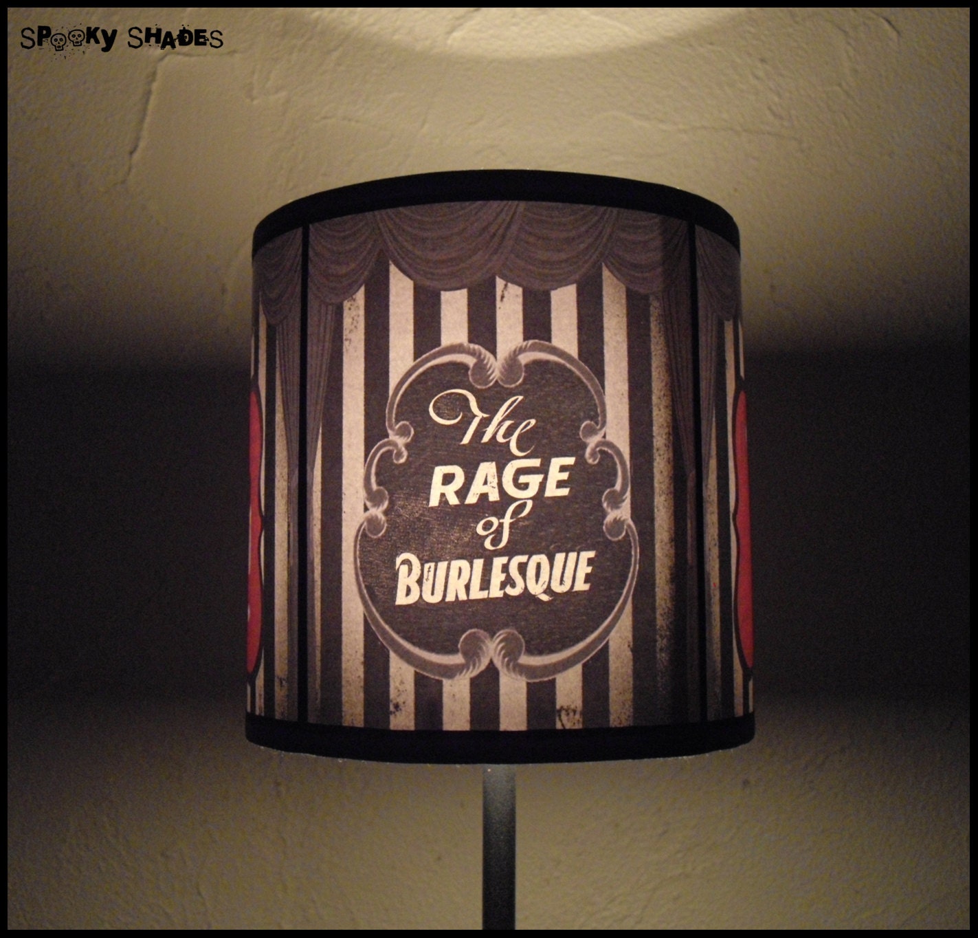 Burlesque Cabaret Lampshade lamp shade - burlesque decor, pinup decor, boudoir lamp shade, striped lamp shade