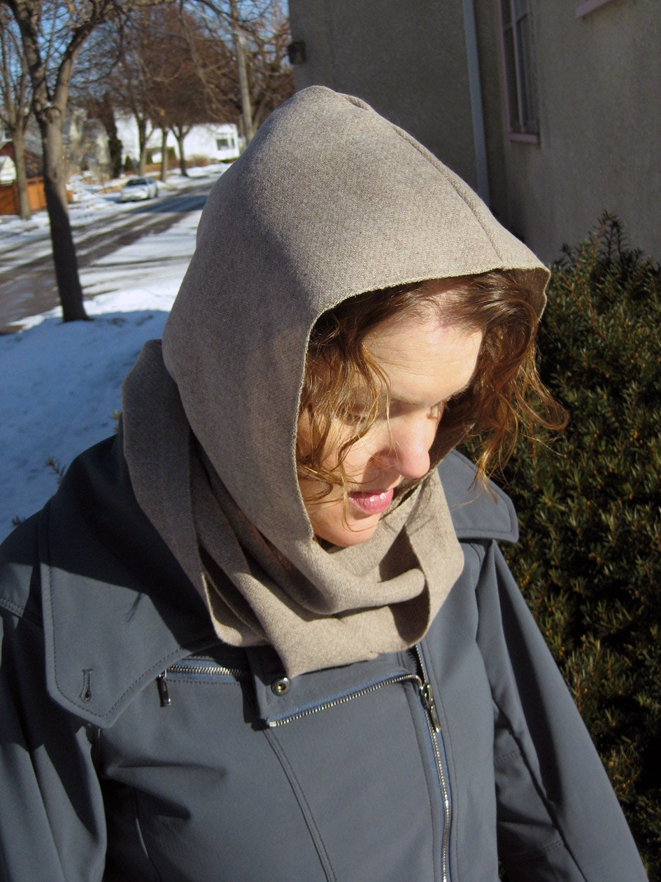 Riding hooded scarf - soft oatmeal color