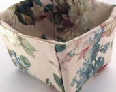 Floral Fabric Covered Gift Basket Desk Organizer Recycled and Reusable